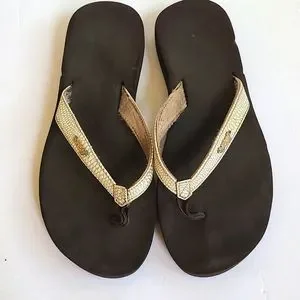 Reef Shoes Reef Cream White Silver Snake Print Flip Flop